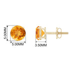 Claw Set Round Solitaire Citrine Stud Earrings in Gold Citrine - ( AAA ) - Quality - Rosec Jewels