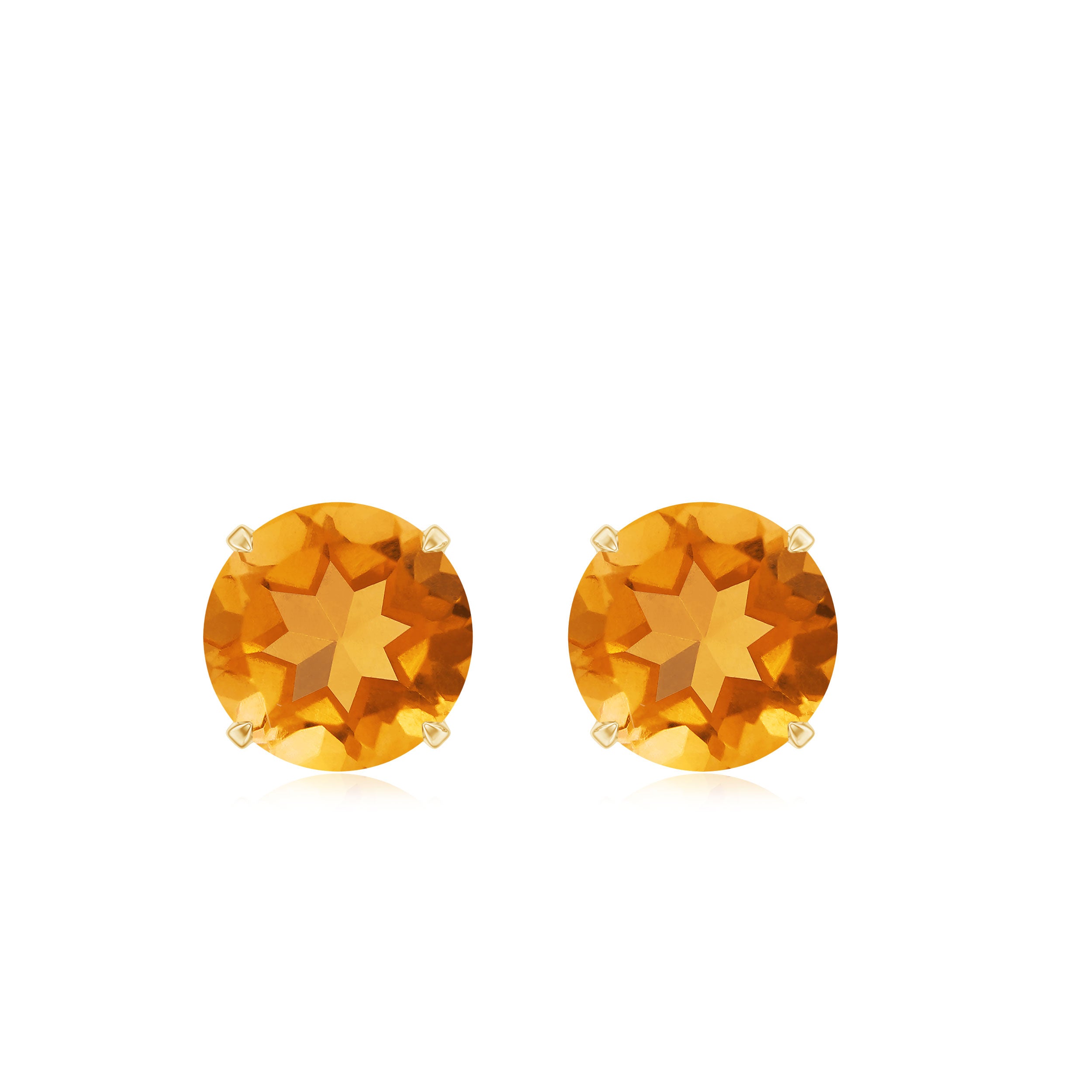 Claw Set Round Solitaire Citrine Stud Earrings in Gold Citrine - ( AAA ) - Quality - Rosec Jewels