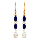 2 CT Oval Cut Blue Sapphire and Diamond Dangle Earrings Blue Sapphire - ( AAA ) - Quality - Rosec Jewels