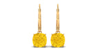 Cushion Cut Created Yellow Sapphire Solitaire Drop Earrings with Lever Back Lab Created Yellow Sapphire - ( AAAA ) - Quality - Rosec Jewels