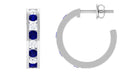 1.50 CT Blue Sapphire Minimal Hoop Earrings with Moissanite Blue Sapphire - ( AAA ) - Quality - Rosec Jewels