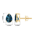 2 CT Pear Cut London Blue Topaz Solitaire Earrings London Blue Topaz - ( AAA ) - Quality - Rosec Jewels