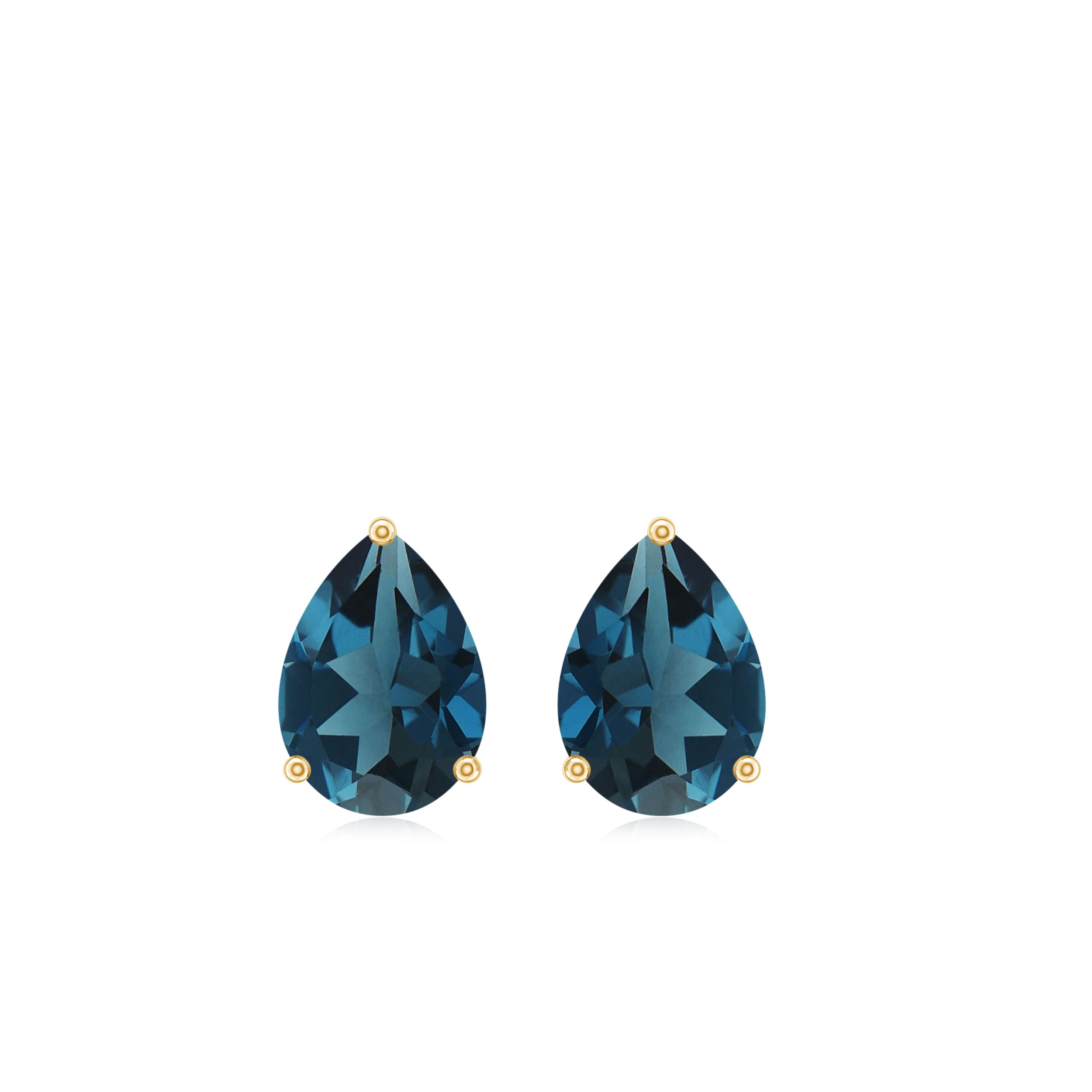 2 CT Pear Cut London Blue Topaz Solitaire Earrings London Blue Topaz - ( AAA ) - Quality - Rosec Jewels