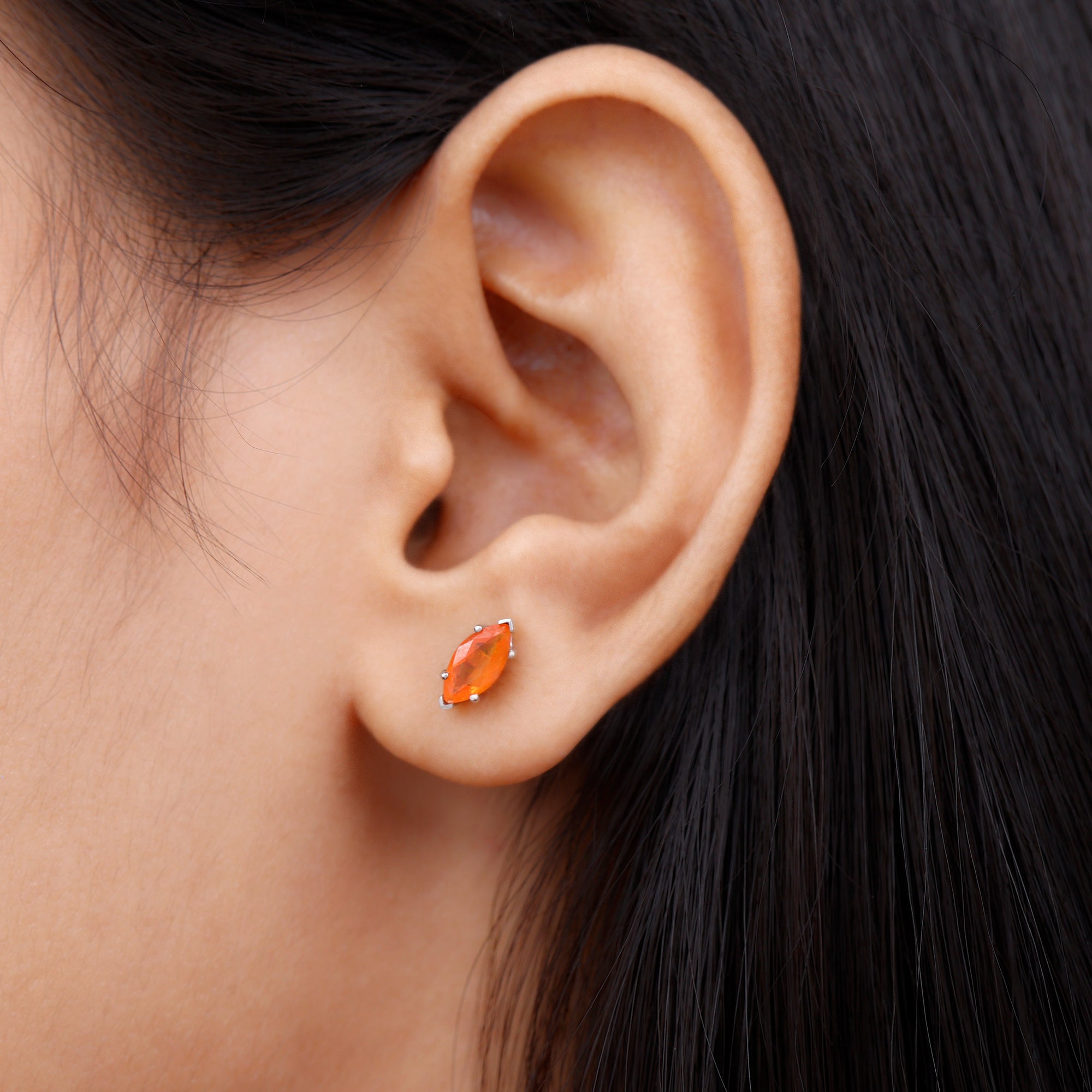 Simple Marquise Solitaire Stud Earrings with Fire Opal Fire Opal - ( AAA ) - Quality - Rosec Jewels