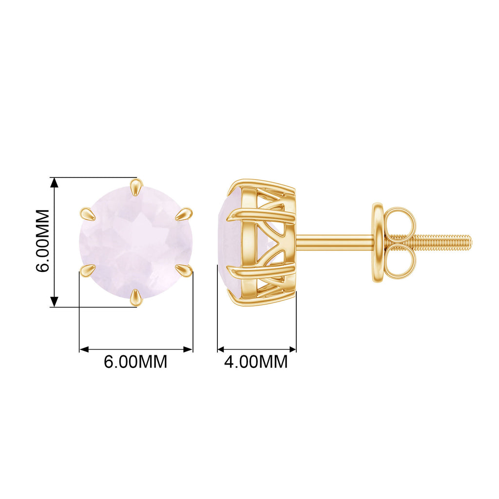 1.5 CT Rose Quartz Solitaire Stud Earrings in Claw Setting Rose Quartz - ( AAA ) - Quality - Rosec Jewels