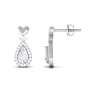 1 CT Zircon and Gold Teardrop Bridal Earrings Zircon - ( AAAA ) - Quality - Rosec Jewels