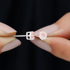 Natural Rose Quartz Solitaire Stud Earrings in 6 Claw Prong Setting Rose Quartz - ( AAA ) - Quality - Rosec Jewels