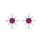 1 CT Pink Tourmaline and Diamond Floral Stud Earrings Pink Tourmaline - ( AAA ) - Quality - Rosec Jewels