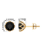 Round Created Black Diamond Solitaire Stud Earrings in Decorative Setting Lab Created Black Diamond - ( AAAA ) - Quality - Rosec Jewels