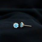 Round Swiss Blue Topaz Solitaire Stud Earrings in Decorative Setting Swiss Blue Topaz - ( AAA ) - Quality - Rosec Jewels