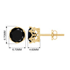 6 MM Black Onyx Solitaire Crown Stud Earrings Black Onyx - ( AAA ) - Quality - Rosec Jewels
