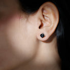 Cushion Shape Black Onyx Solitaire Stud Earrings Black Onyx - ( AAA ) - Quality - Rosec Jewels