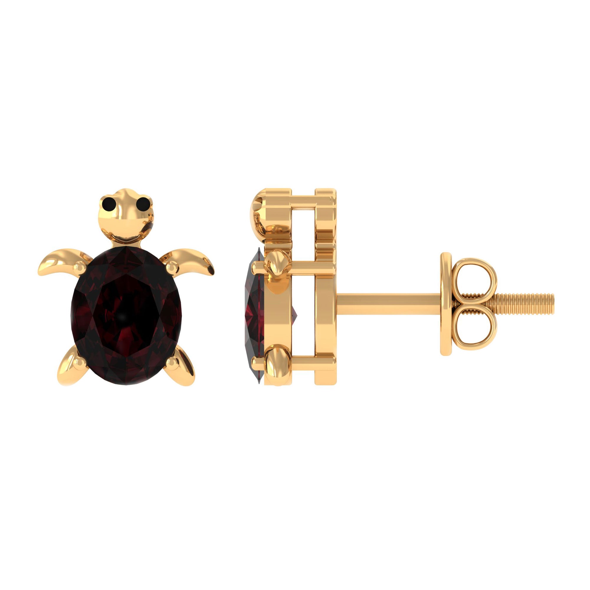 4X5 MM Oval Cut Garnet Solitaire Turtle Stud Earrings in 4 Prong Setting Garnet - ( AAA ) - Quality - Rosec Jewels