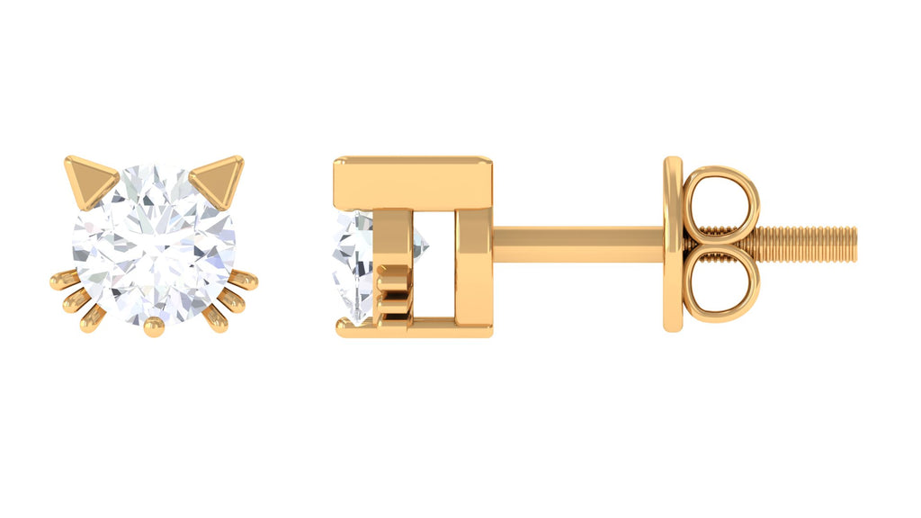 Diamond Solitaire Cat Stud Earrings Diamond - ( HI-SI ) - Color and Clarity - Rosec Jewels