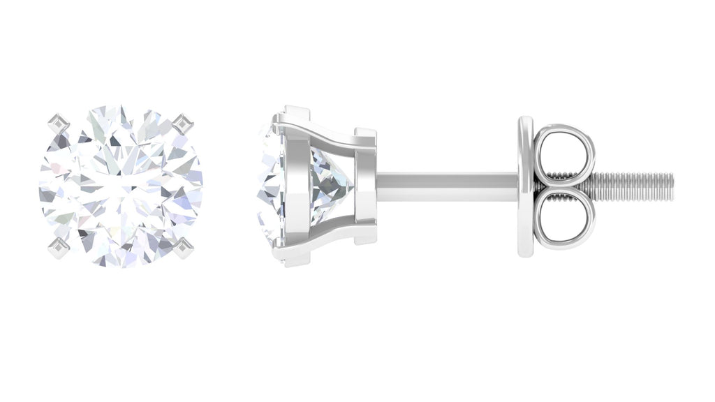 Round shape Moissanite Solitaire Stud Earrings Moissanite - ( D-VS1 ) - Color and Clarity - Rosec Jewels
