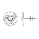 0.25 CT Moon Heart Stud Earrings with Certified Moissanite Moissanite - ( D-VS1 ) - Color and Clarity - Rosec Jewels