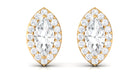 Marquise Halo Stud Earrings with Certified Moissanite Moissanite - ( D-VS1 ) - Color and Clarity - Rosec Jewels