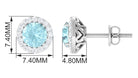 Natural Swiss Blue Topaz and Diamond Halo Stud Earrings Sky Blue Topaz - ( AAA ) - Quality - Rosec Jewels