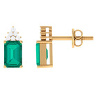 1.50 CT Octagon Cut Emerald Stud Earrings with Diamond Accent Emerald - ( AAA ) - Quality - Rosec Jewels