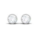 Minimal Round Moissanite Solitaire Stud Earrings in Gold Moissanite - ( D-VS1 ) - Color and Clarity - Rosec Jewels