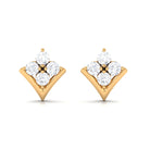 Cluster Floral Stud Earrings with Round Moissanite Moissanite - ( D-VS1 ) - Color and Clarity - Rosec Jewels