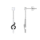Black Diamond Chain Dangle Earrings with Moissanite Black Diamond - ( AAA ) - Quality - Rosec Jewels