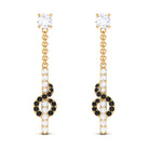 Black Diamond Chain Dangle Earrings with Moissanite Black Diamond - ( AAA ) - Quality - Rosec Jewels