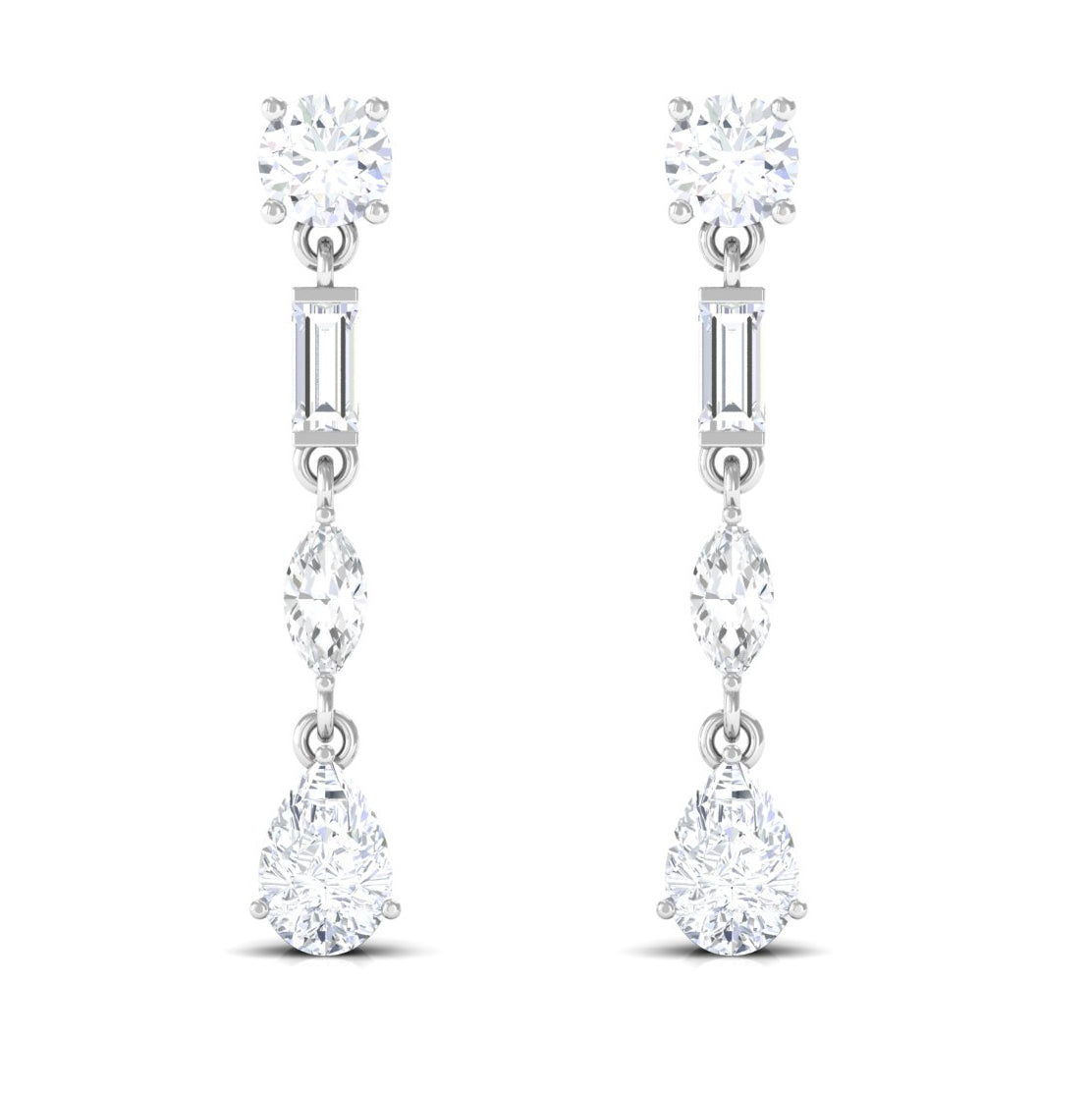 3 CT Certified Moissanite Dangle Earrings Moissanite - ( D-VS1 ) - Color and Clarity - Rosec Jewels
