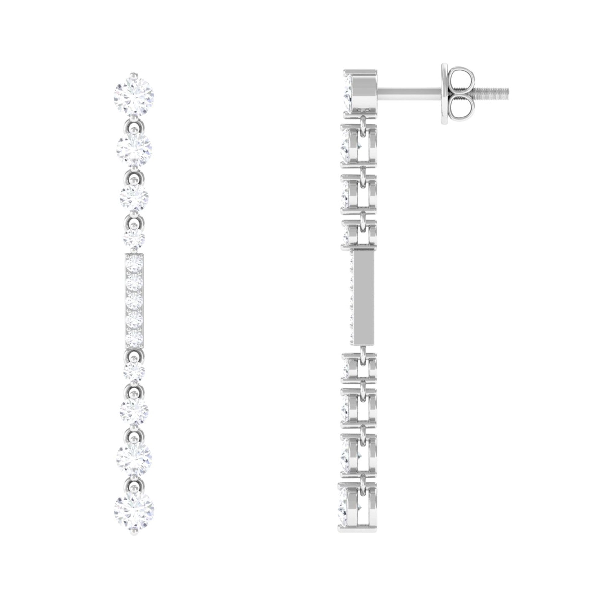1.25 CT Certified Moissanite Simple Dangle Earrings Moissanite - ( D-VS1 ) - Color and Clarity - Rosec Jewels