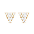 Pave Set Zircon Triangle Stud Earrings in Gold Zircon - ( AAAA ) - Quality - Rosec Jewels