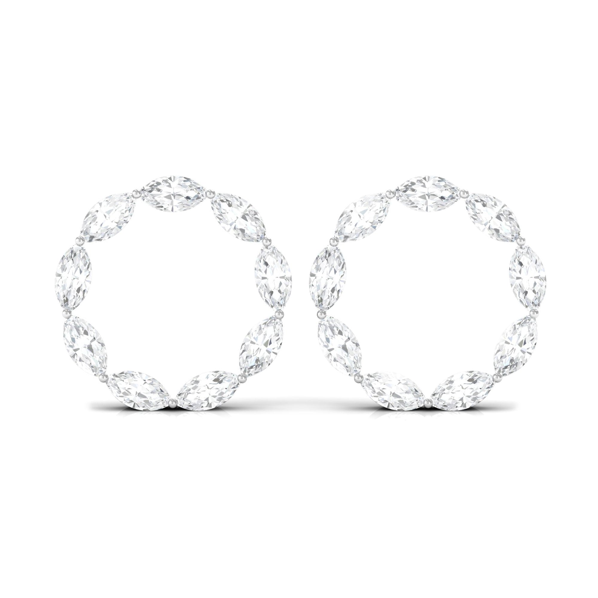 Marquise Cut Zircon Open Circle Stud Earrings Zircon - ( AAAA ) - Quality - Rosec Jewels
