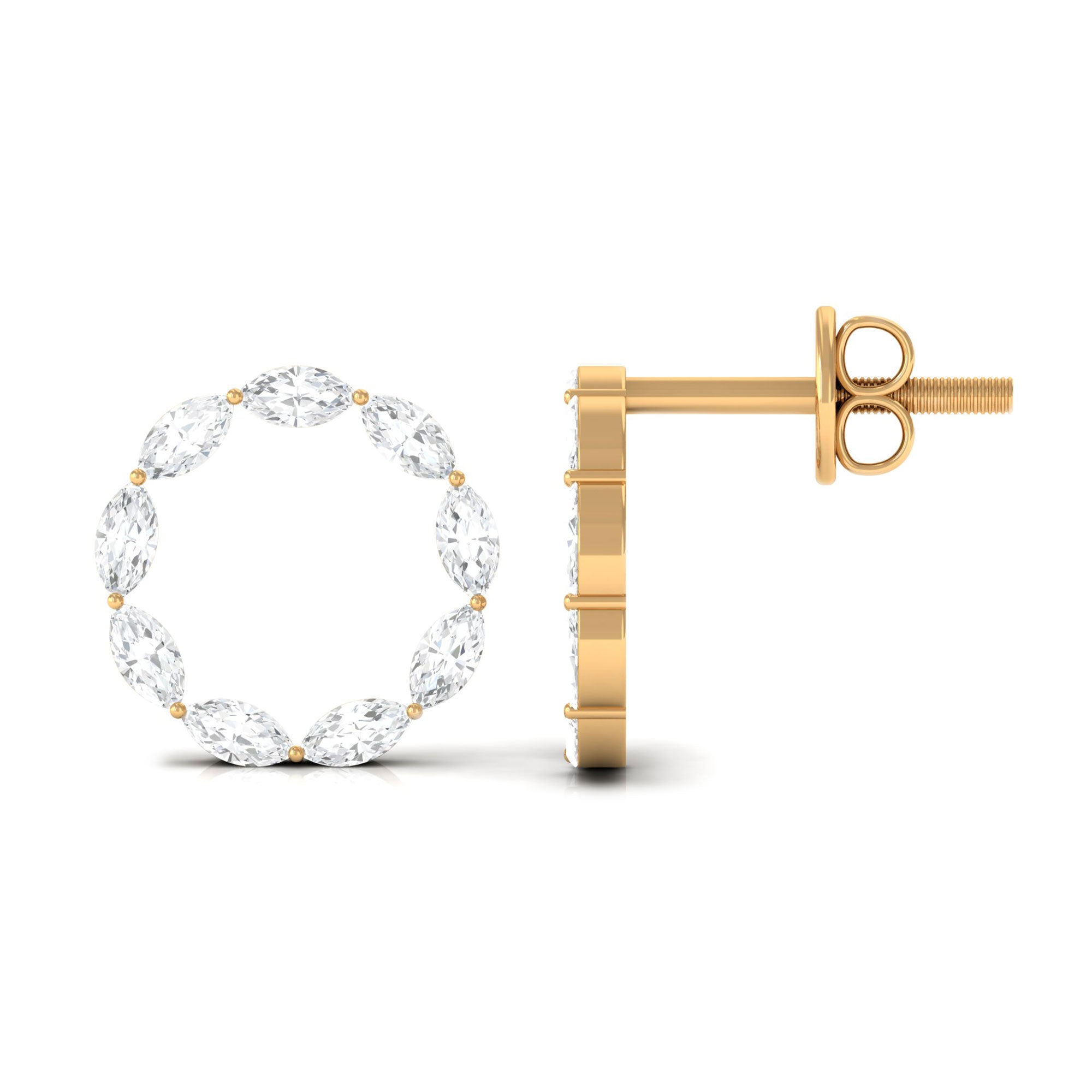 Marquise Cut Zircon Open Circle Stud Earrings Zircon - ( AAAA ) - Quality - Rosec Jewels