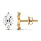 Cluster Stud Earrings with Marquise Cut Simulated Diamond Zircon - ( AAAA ) - Quality - Rosec Jewels