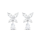 Marquise and Pear Cut Cubic Zirconia Flower Drop Earrings Zircon - ( AAAA ) - Quality - Rosec Jewels