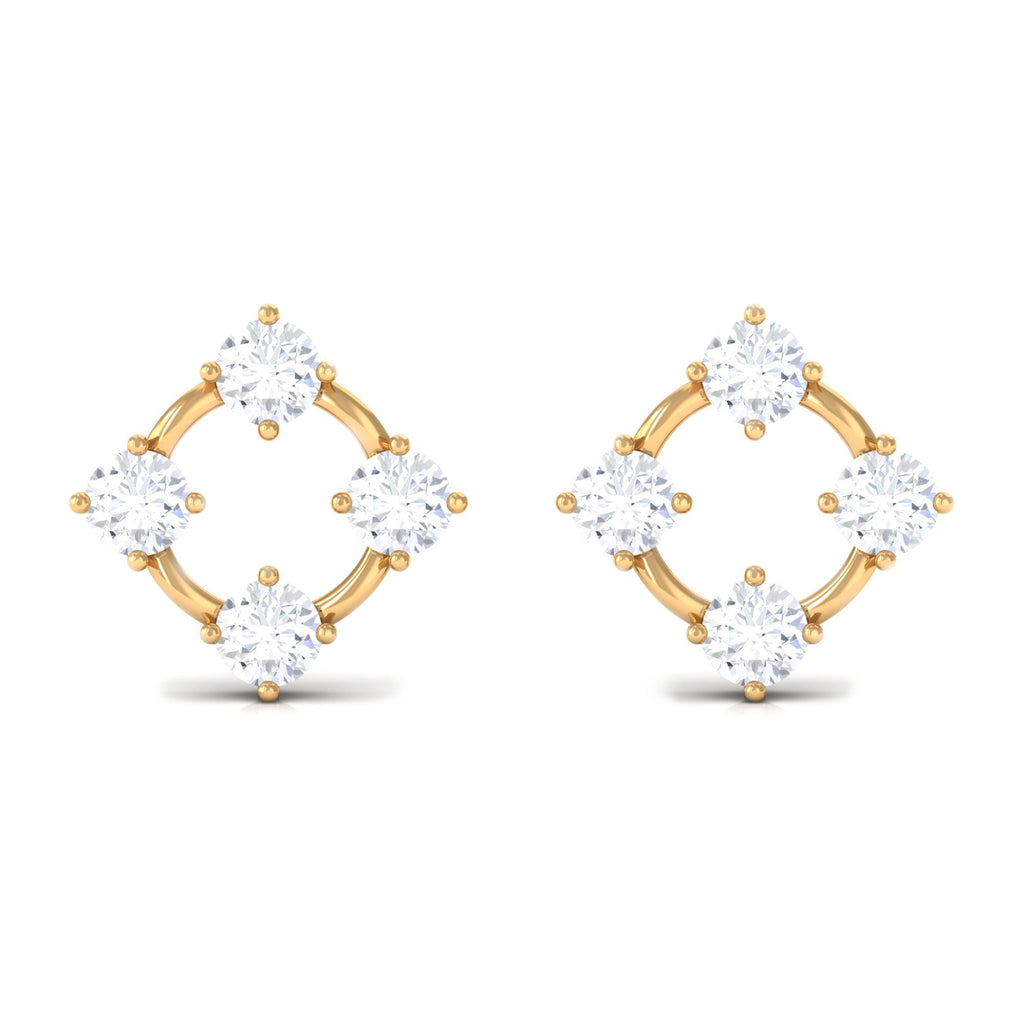 Round Simulated Diamond Contemporary Stud Earrings Zircon - ( AAAA ) - Quality - Rosec Jewels