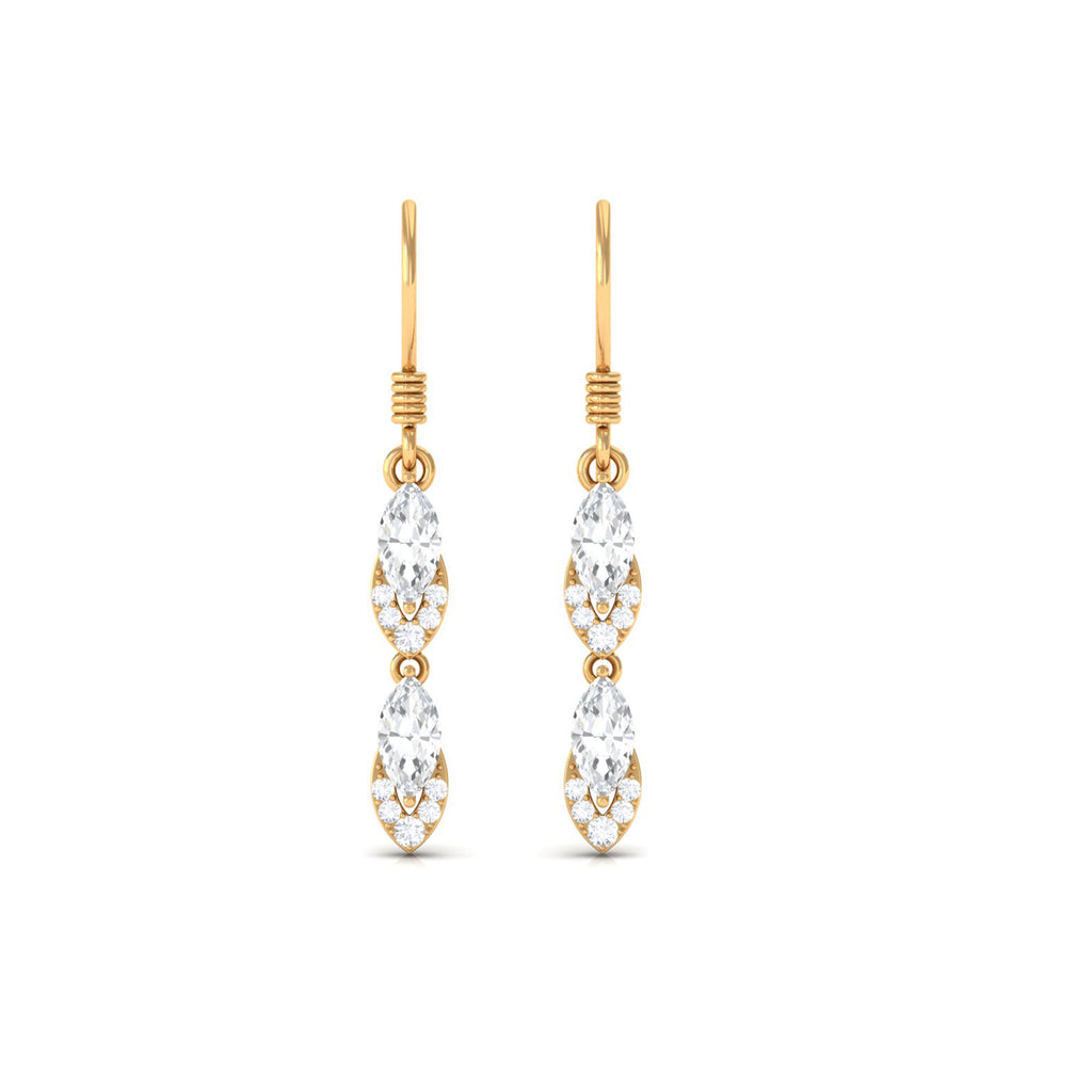 1.25 CT Moissanite Minimal Dangle Earrings in Gold Moissanite - ( D-VS1 ) - Color and Clarity - Rosec Jewels
