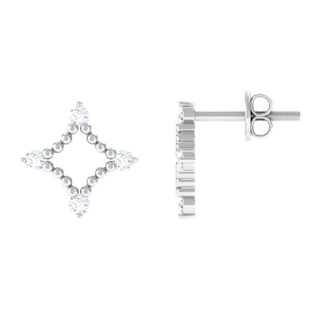 Cubic Zirconia and Beaded Detailing Stud Earrings Zircon - ( AAAA ) - Quality - Rosec Jewels