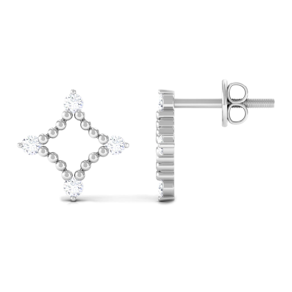 Cubic Zirconia and Beaded Detailing Stud Earrings Zircon - ( AAAA ) - Quality - Rosec Jewels