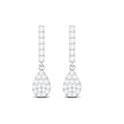Round Cut Moissanite Teardrop Dangle Earrings Moissanite - ( D-VS1 ) - Color and Clarity - Rosec Jewels