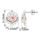 Dainty Morganite and Diamond Petal Stud Earrings Morganite - ( AAA ) - Quality - Rosec Jewels
