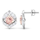Dainty Morganite and Diamond Petal Stud Earrings Morganite - ( AAA ) - Quality - Rosec Jewels