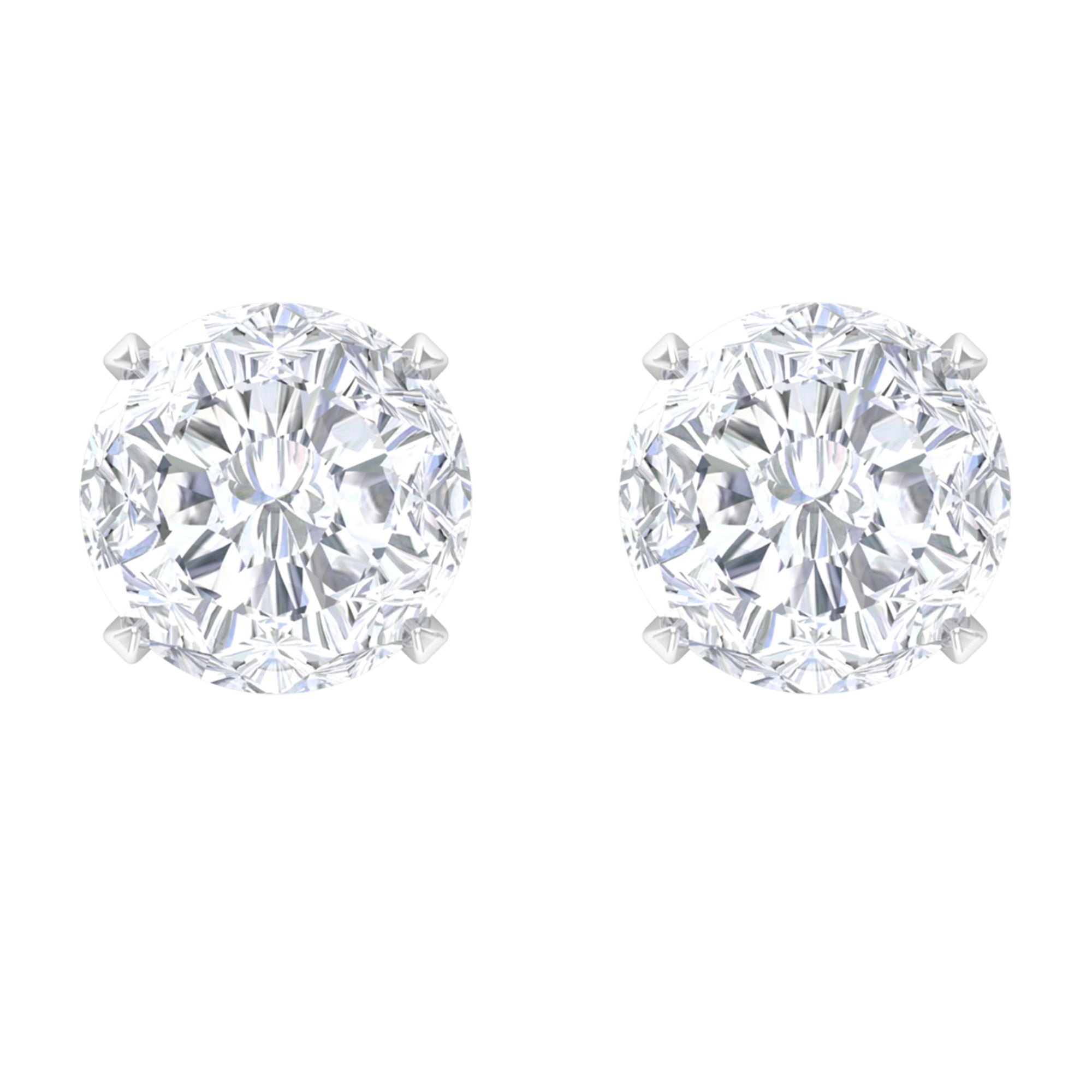 Lab Grown Diamond Solitaire Stud Earrings with Screw Back Lab Grown Diamond - ( EF-VS ) - Color and Clarity - Rosec Jewels