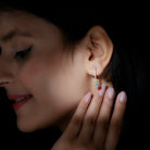 Lab Grown Diamond Minimal Hoop Drop Earrings Lab Grown Diamond - ( EF-VS ) - Color and Clarity - Rosec Jewels