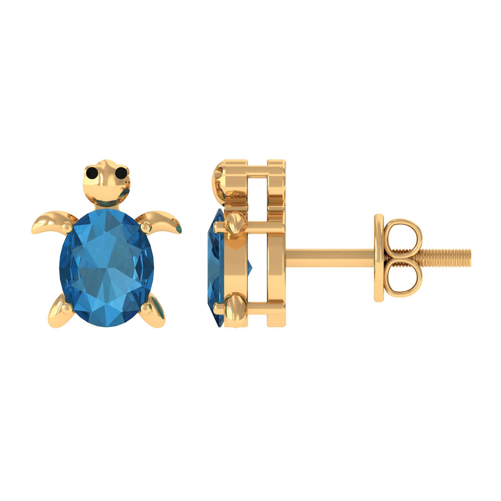 3/4 CT London Blue Topaz Tortoise Stud Earrings London Blue Topaz - ( AAA ) - Quality - Rosec Jewels