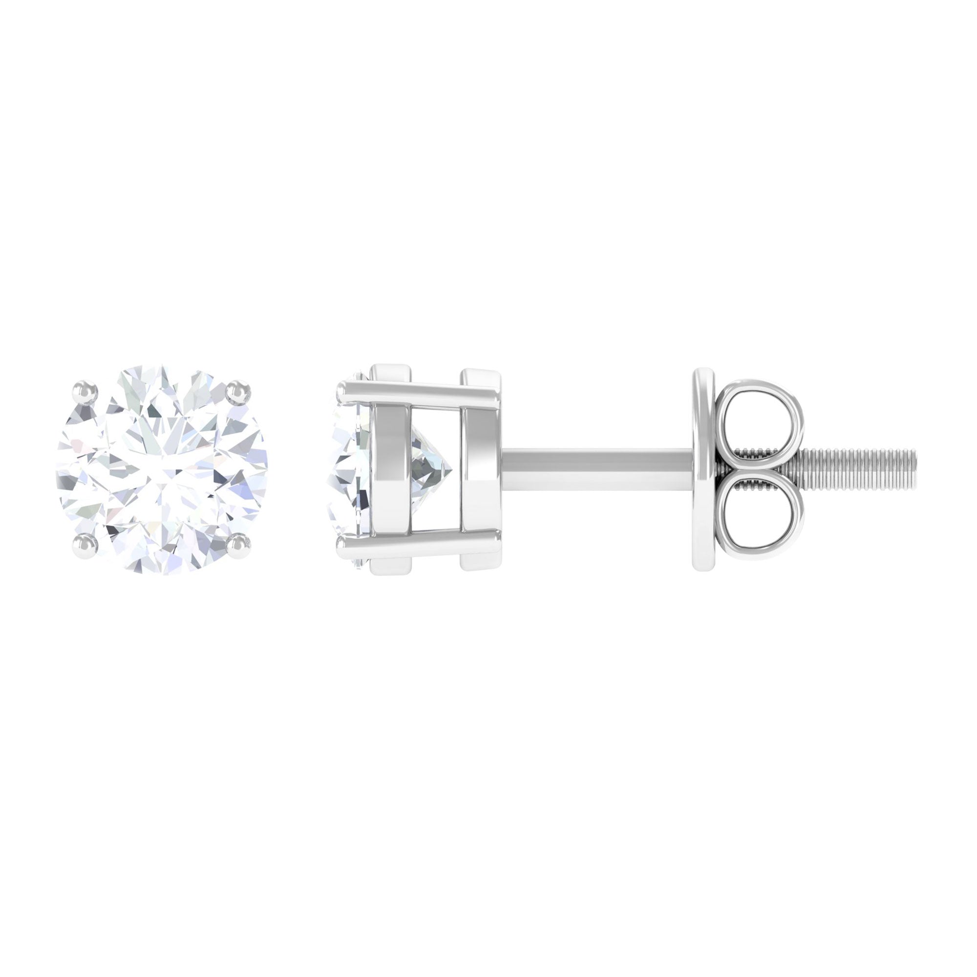 Solitaire Simulated Diamond Stud Earrings in Gold Zircon - ( AAAA ) - Quality - Rosec Jewels