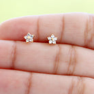 1/4 CT Real Diamond Dainty Flower Stud Earrings in Gold Diamond - ( HI-SI ) - Color and Clarity - Rosec Jewels