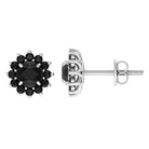 2.25 CT Floral Stud Earrings with Created Black Diamond Lab Created Black Diamond - ( AAAA ) - Quality - Rosec Jewels