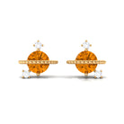 1/2 CT Contemporary Citrine and Diamond Celestial Stud Earrings Citrine - ( AAA ) - Quality - Rosec Jewels