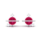 Natural Ruby and Diamond Celestial Earrings Ruby - ( AAA ) - Quality - Rosec Jewels