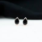 Pear Cut Solitaire Black Onyx Stud Earrings in Bezel Setting Black Onyx - ( AAA ) - Quality - Rosec Jewels